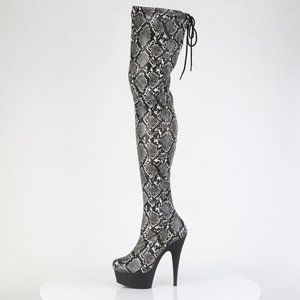 Snake Print High Heel Thigh High Boots